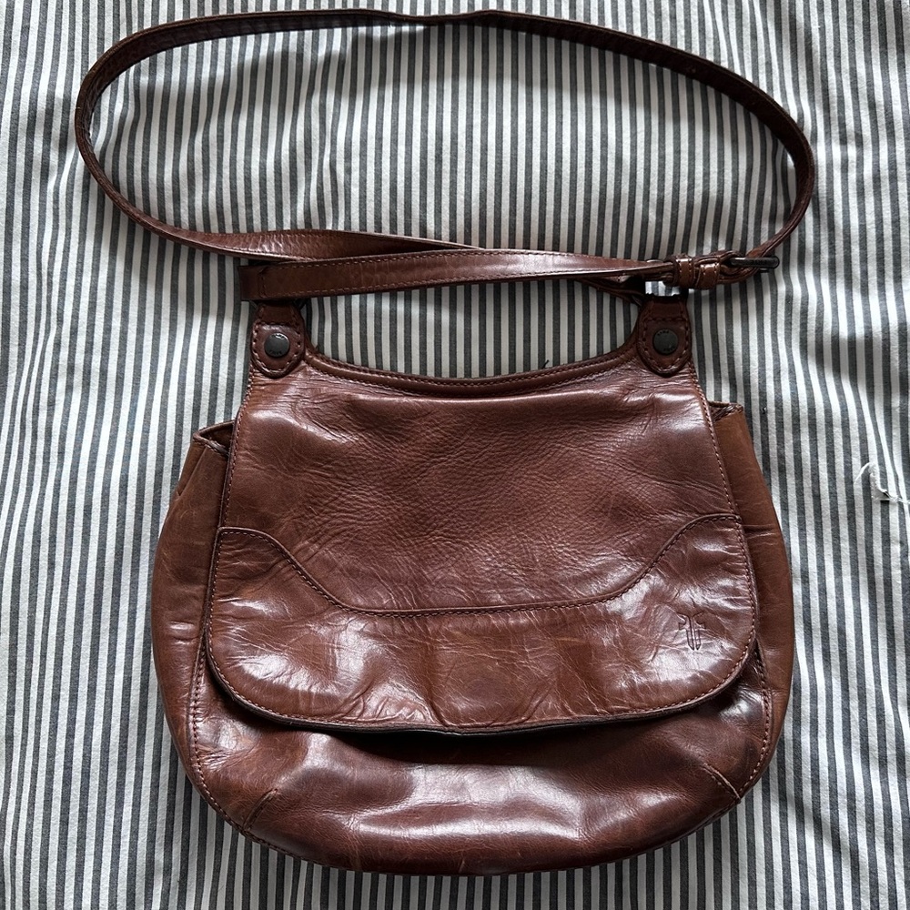 Frye Melissa Brown Leather Saddle Crossbody